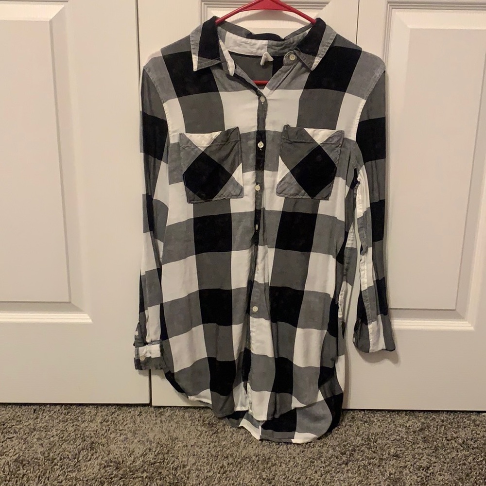Plaid button down, perfect with leggings!